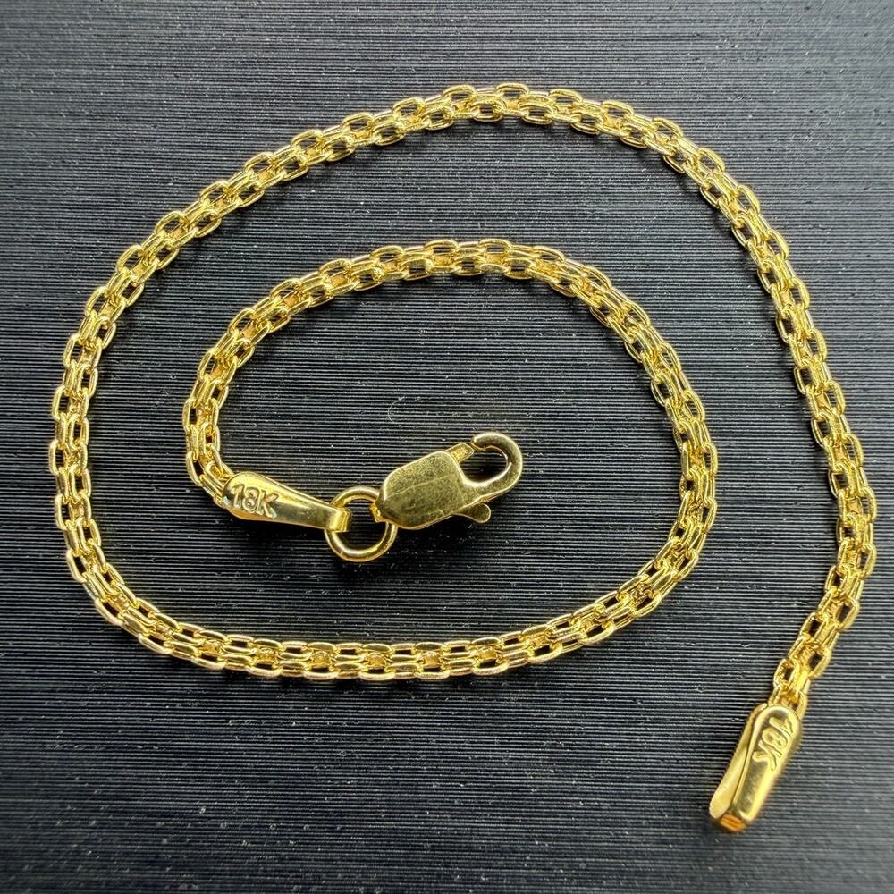 Solid 18k Italian Yellow Gold Bizmark Bracelet 6.5" Long 2mm Wide Lobster Clasp